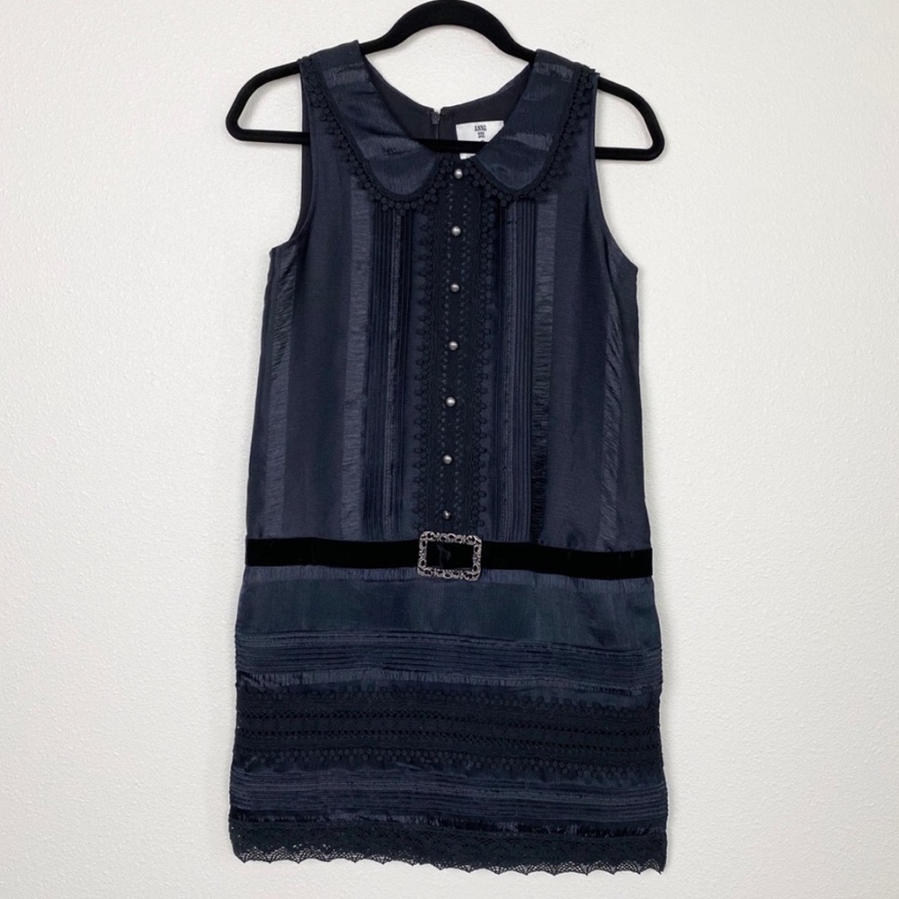 Anna Sui Shirt Dress Target Sleeveless Scoop Neck Collar Drop Waist Belted Mini - Picture 3 of 16